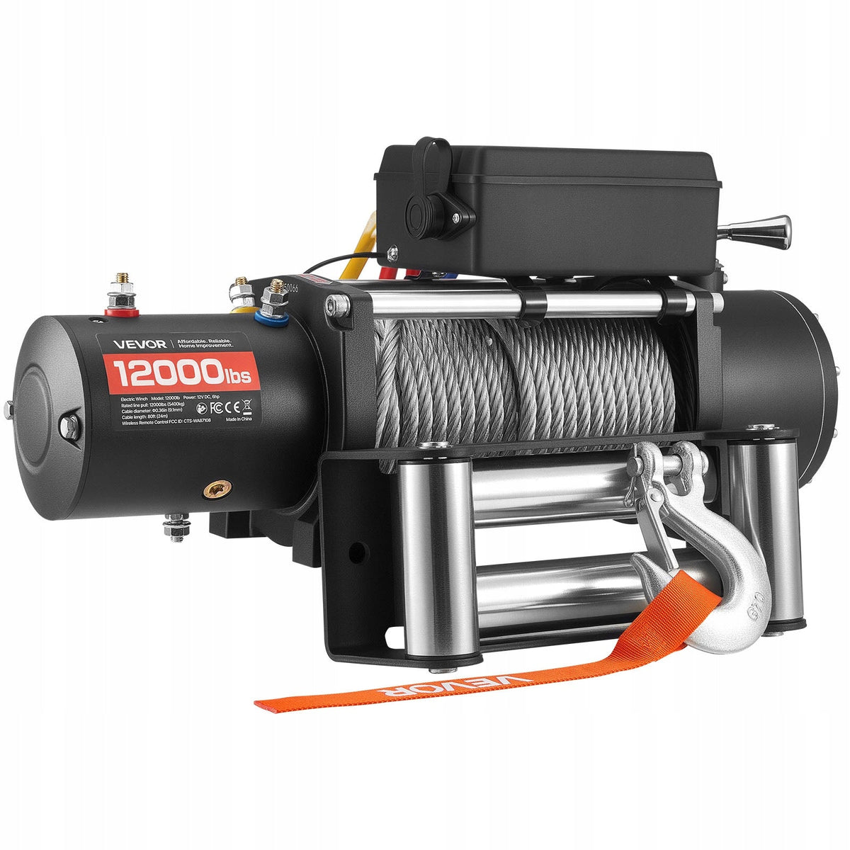 ELECTRIC WINCH VEVOR 5400 KG 12V DC WITH STEEL CABLE REMOTE