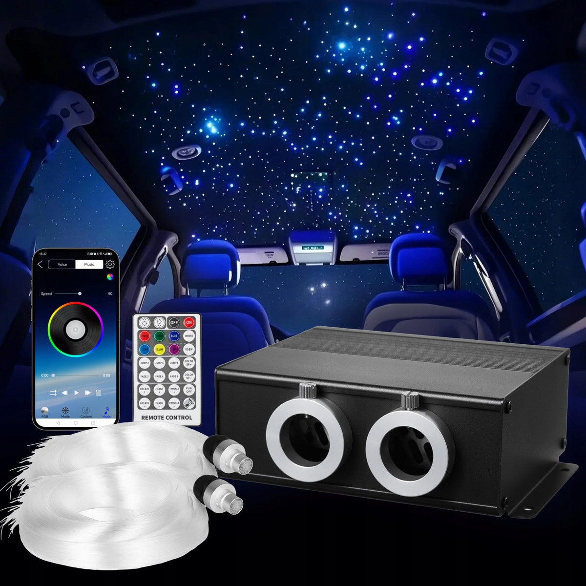 VEVOR PREMIUM CAR FIBER OPTIC LIGHTS 900 PCS 20W BLUETOOTH REMOTE