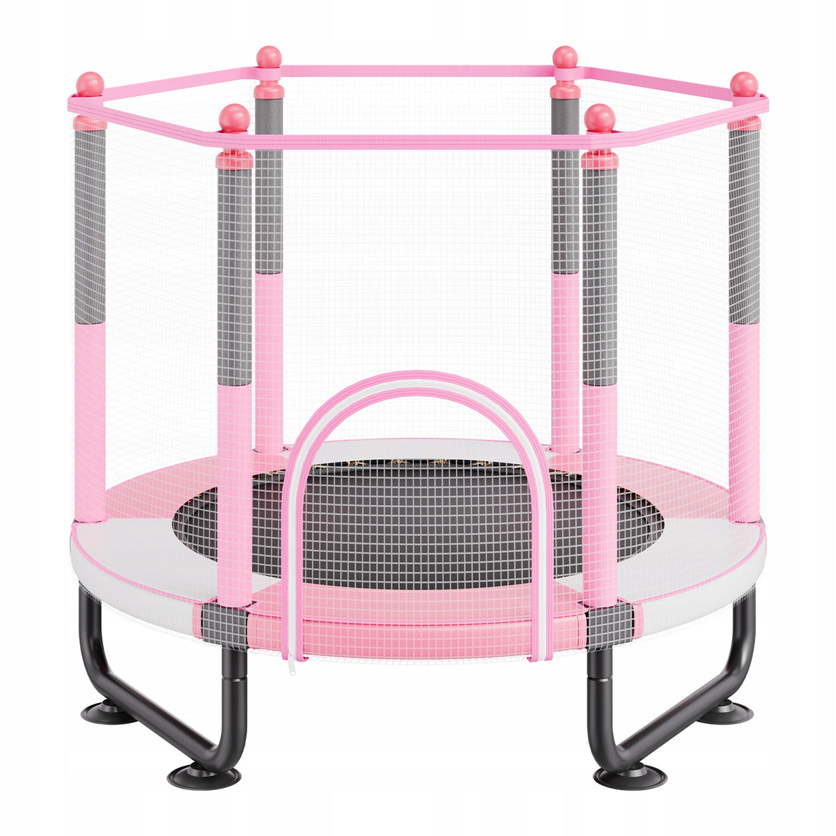 VEVOR KIDS' 60-INCH TRAMPOLINE WITH ENCLOSURE NET AND BASKETBALL HOOP, STURDY AND SAFE