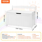 VEVOR KIDS BENCH WITH STORAGE, WOODEN, WHITE, STURDY