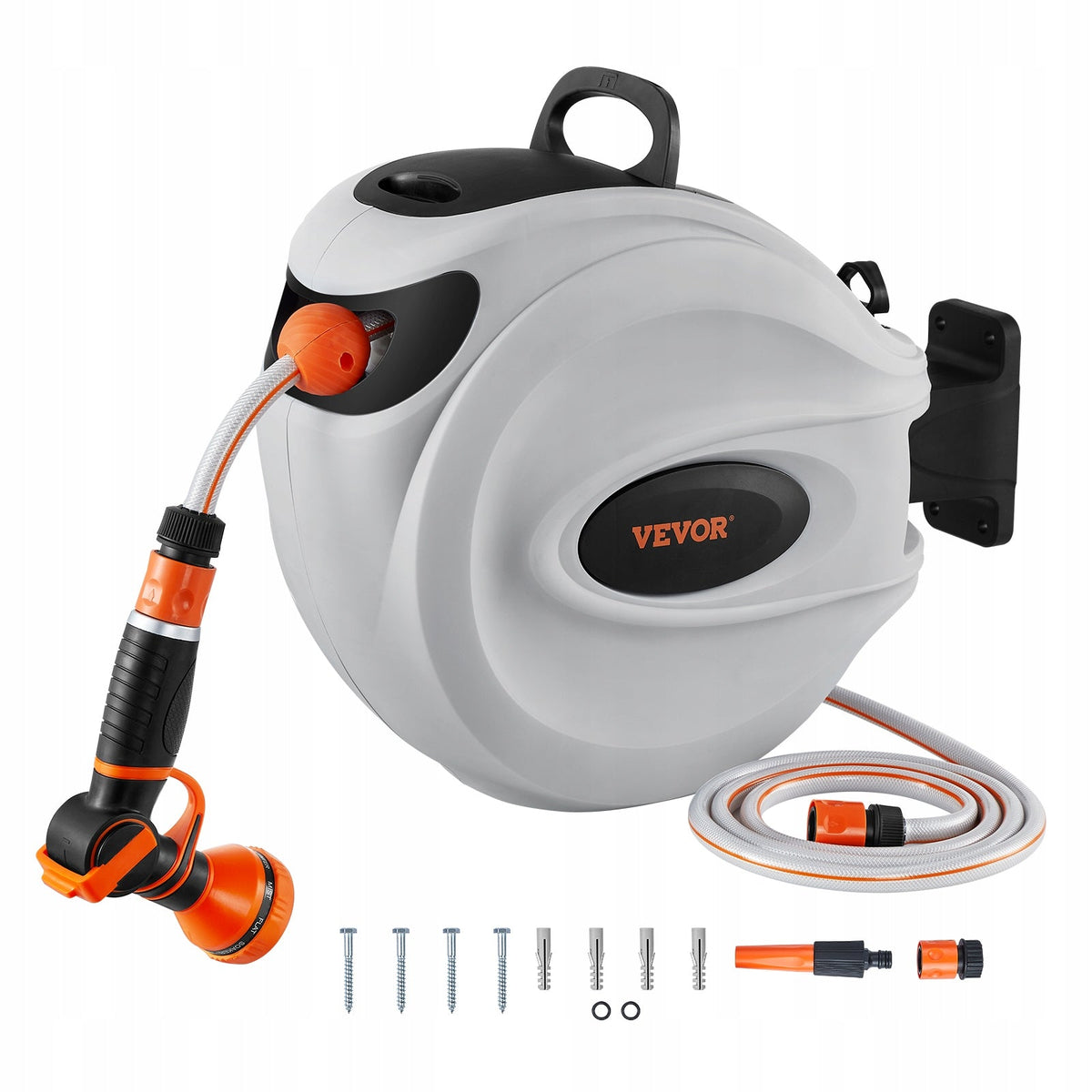 VEVOR 12MM X 30M HEAVY-DUTY AUTO REWIND WALL MOUNT GARDEN HOSE REEL