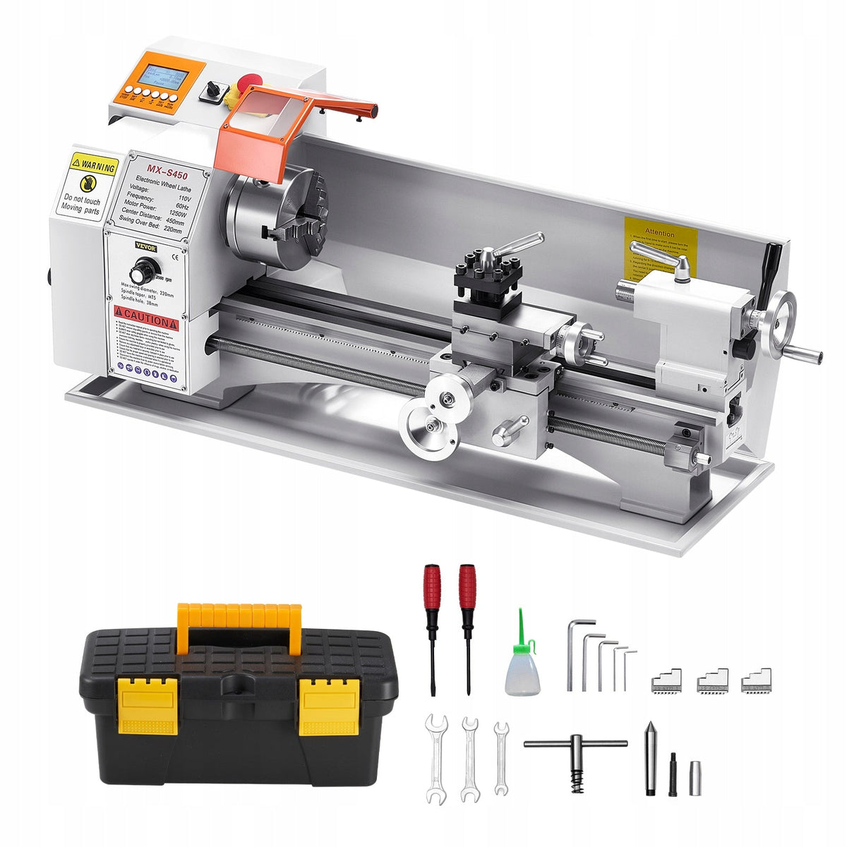 VEVOR METAL LATHE 220X450 MM BENCHTOP WITH AUTOMATIC FEED 1250W