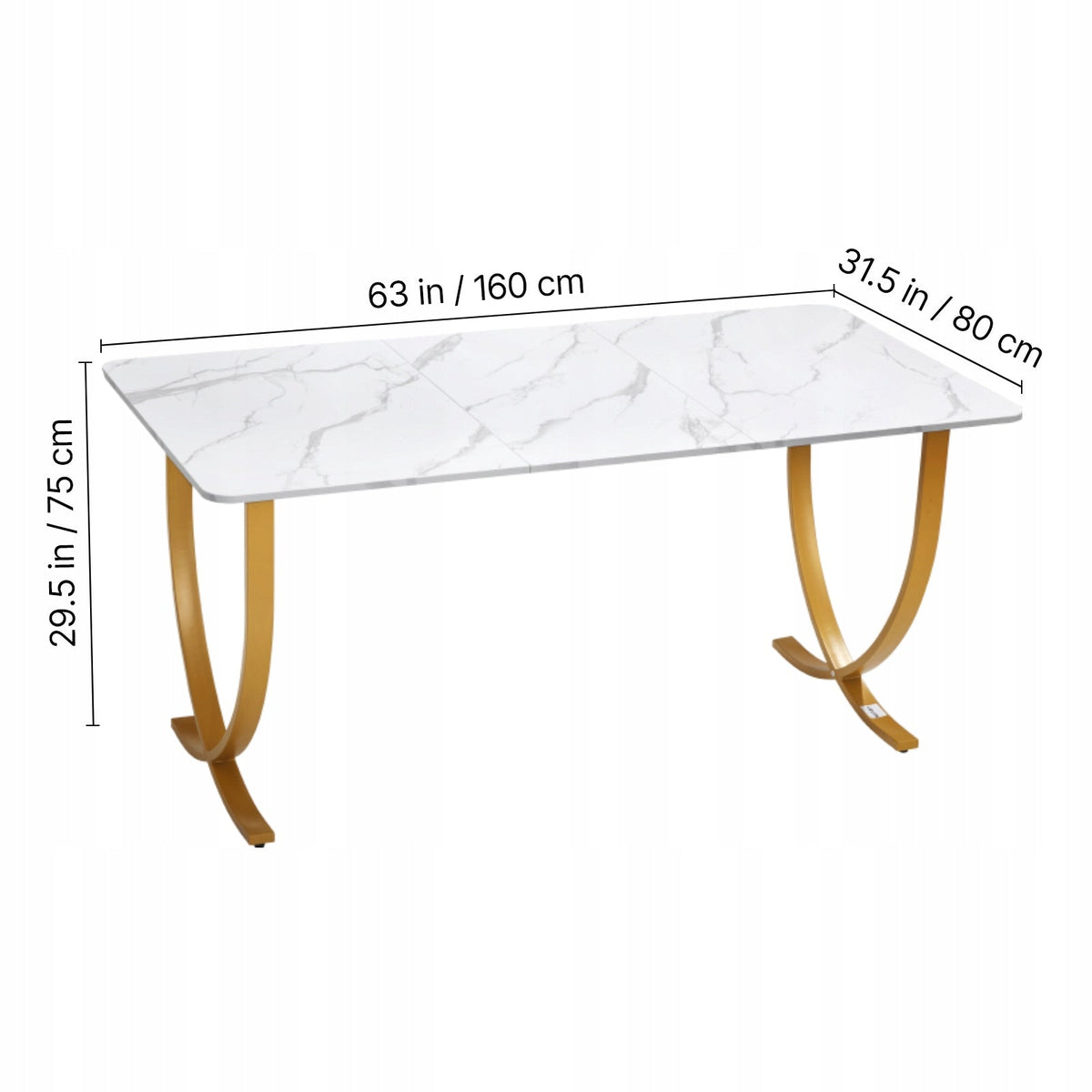 VEVOR COMPUTER DESK 160X80 CM MODERN WHITE AND GOLD WORK TABLE