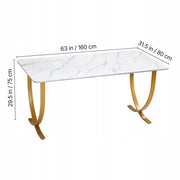 VEVOR COMPUTER DESK 160X80 CM MODERN WHITE AND GOLD WORK TABLE