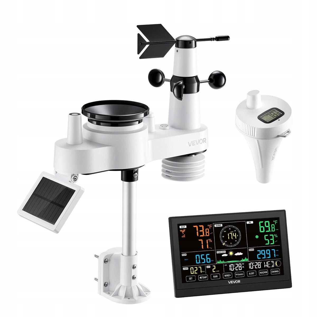 VEVOR WEATHER STATION 7-IN-1 WIFI APP 7.5-INCH DISPLAY STURDY
