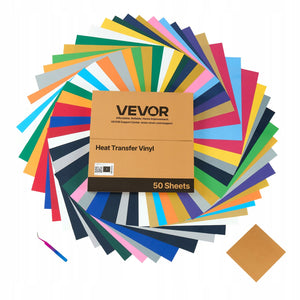 PROFESSIONAL VEVOR HEAT TRANSFER VINYL 50 SHEETS 304.8X304.8MM COLORS