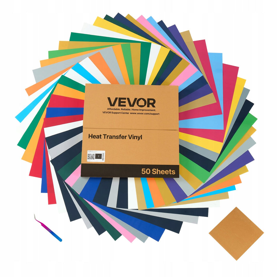 PROFESSIONAL VEVOR HEAT TRANSFER VINYL 50 SHEETS 304.8X304.8MM COLORS