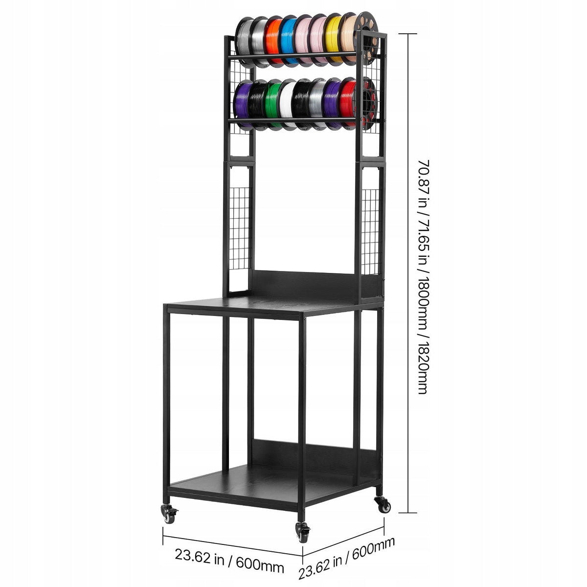 VEVOR MOBILE 4-TIER FILAMENT RACK BLACK STRONG STEEL