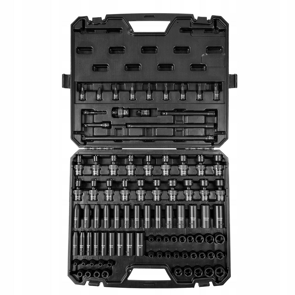 VEVOR PROFESSIONAL SOCKET WRENCH SET 90 PC CR-MO 3/8 STRONG WITH CASE