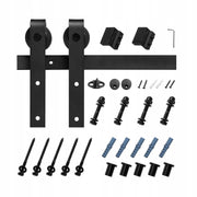 VEVOR 1.5M SLIDING DOOR SYSTEM 150KG LOAD CAPACITY BLACK STURDY COMPLETE SET