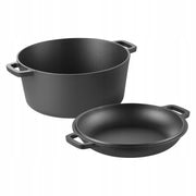 VEVOR CAST IRON 2-IN-1 DUTCH OVEN WITH FRYING PAN LID 4.73L STURDY PRE-SEASONED