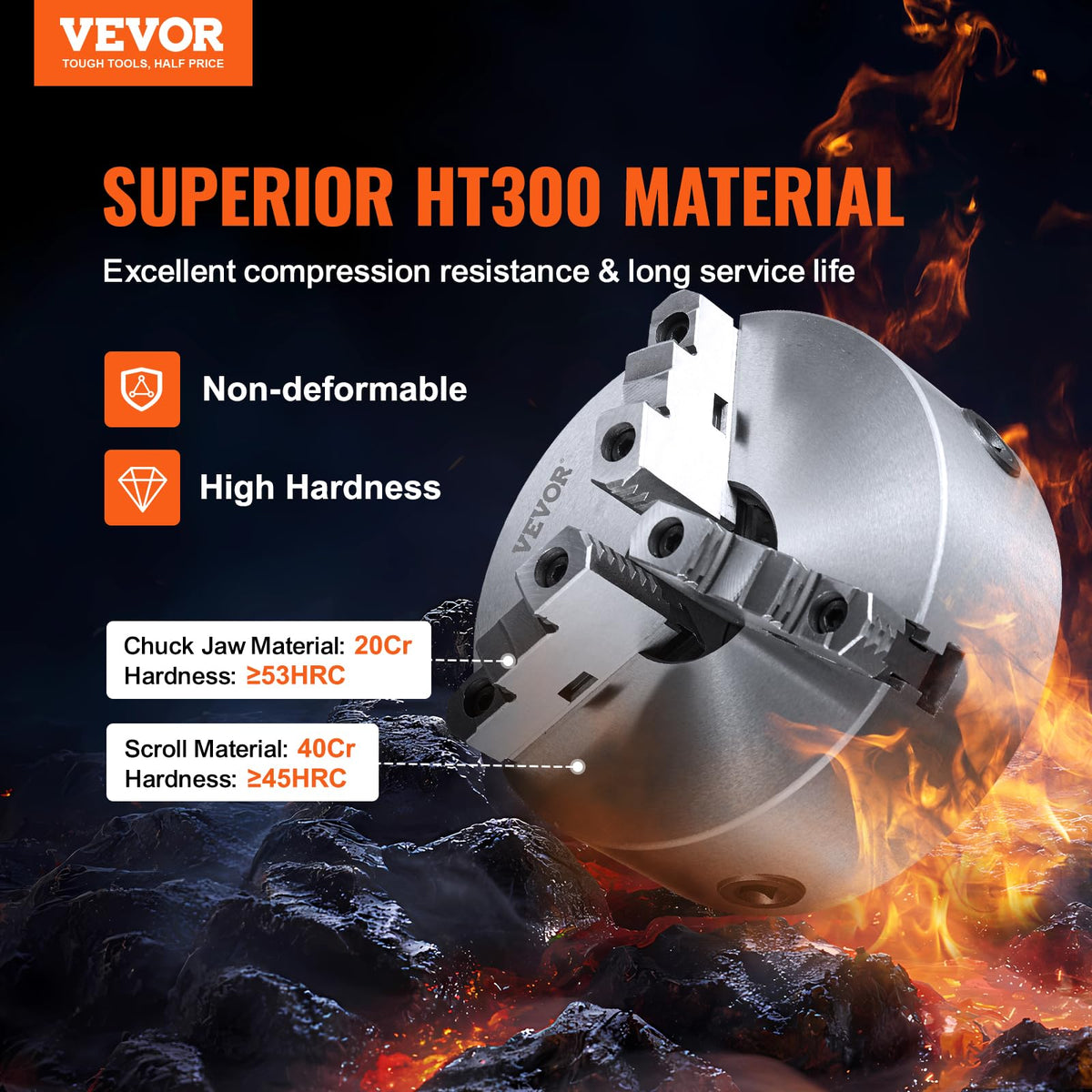 VEVOR 3-JAW LATHE CHUCK K11-250 250MM SELF-CENTERING STRONG HT300