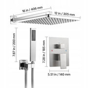 VEVOR PROFESSIONAL SHOWER FAUCET WITH 12-INCH SQUARE RAIN SHOWER HEAD