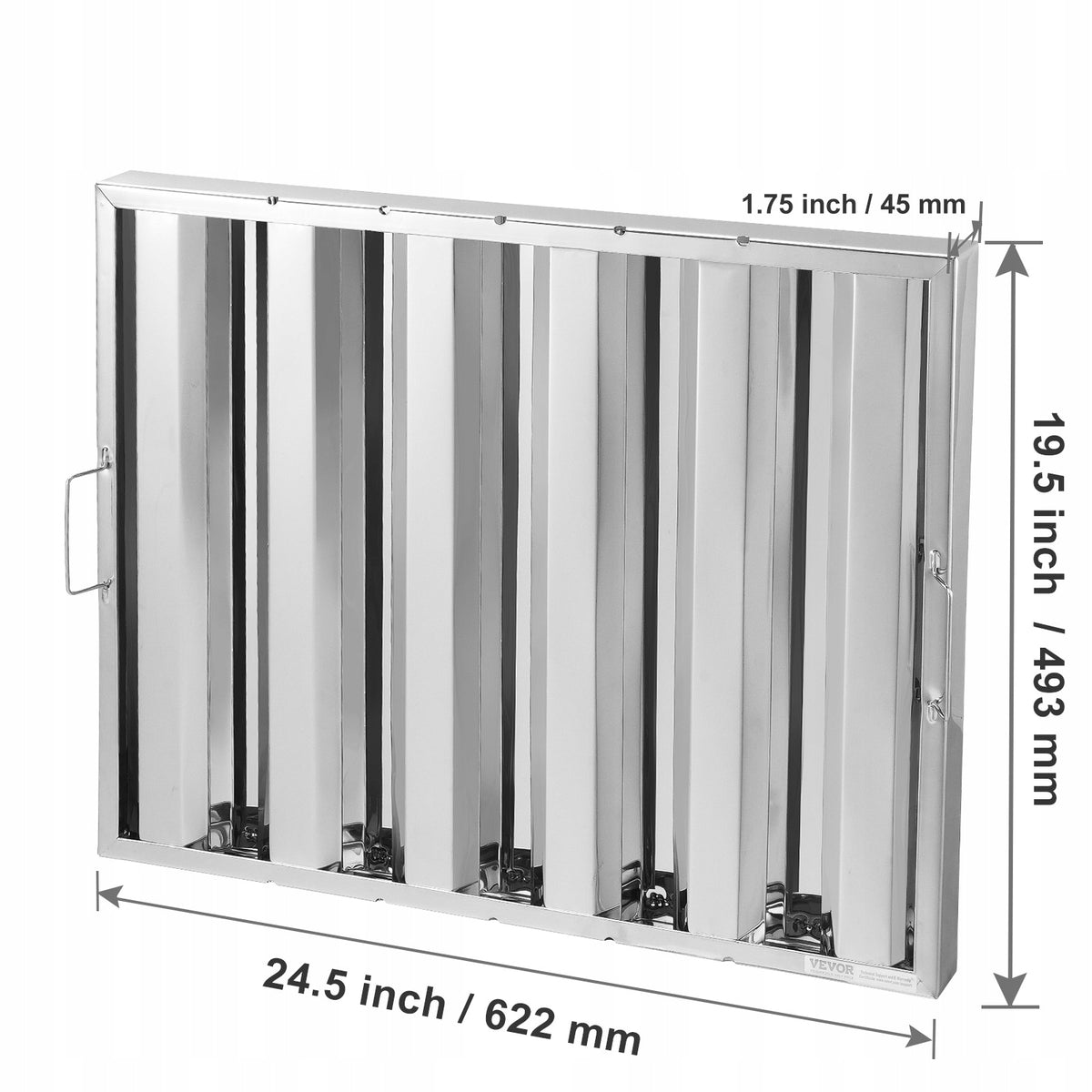 VEVOR KITCHEN HOOD FILTERS 2 PCS STAINLESS STEEL 622X493MM DURABLE