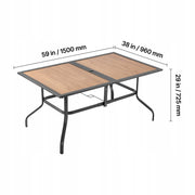VEVOR GARDEN TABLE 150X96X72.5CM STURDY PATIO TABLE WITH PARASOL HOLE