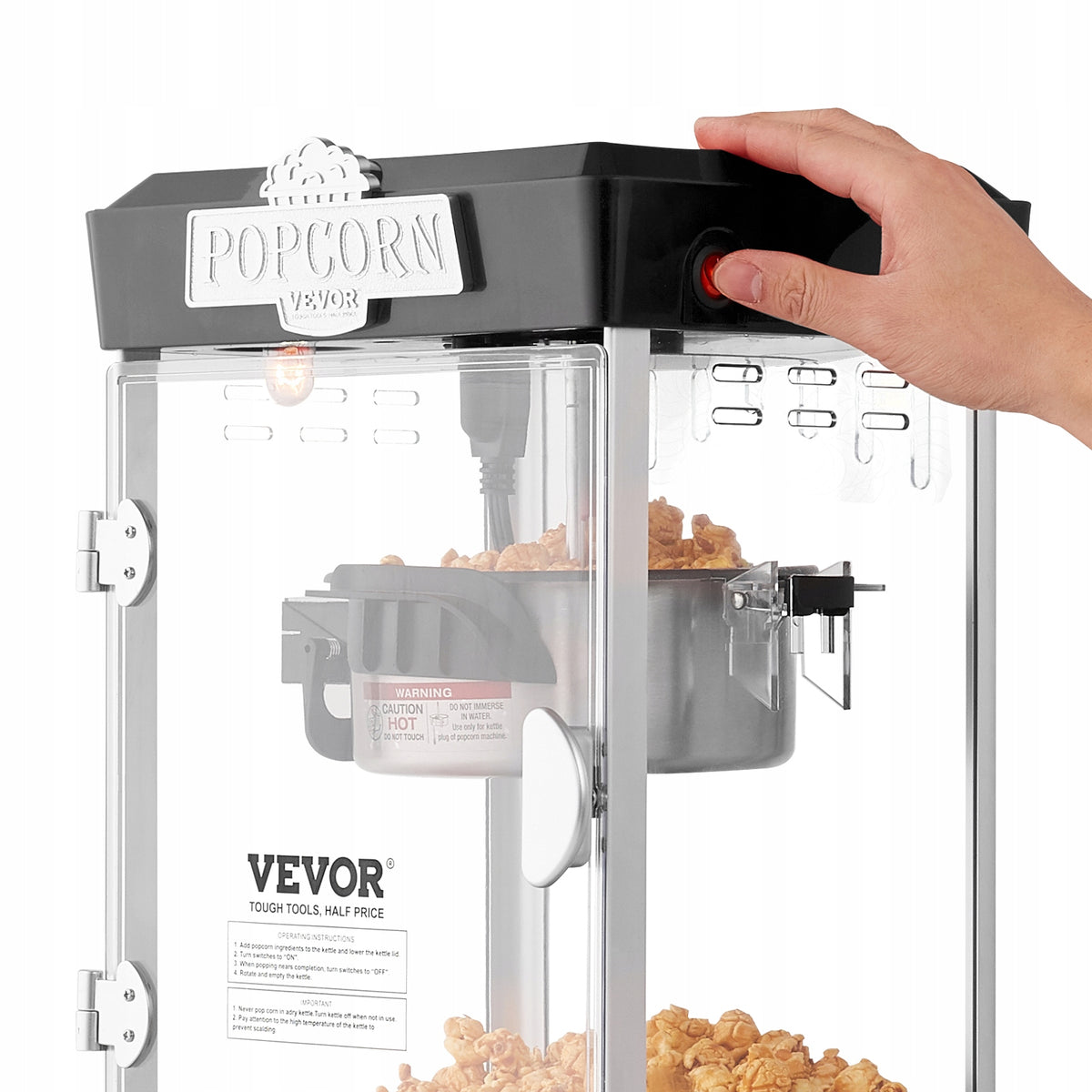 PROFESSIONAL POPCORN MACHINE VEVOR 480W BLACK 4OZ ACCESSORY SET