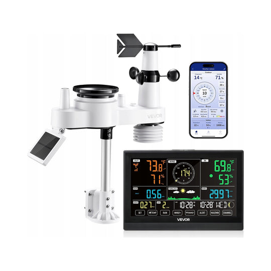 VEVOR 7-IN-1 WEATHER STATION WIFI APP SOLAR 7.5 INCH VA SCREEN