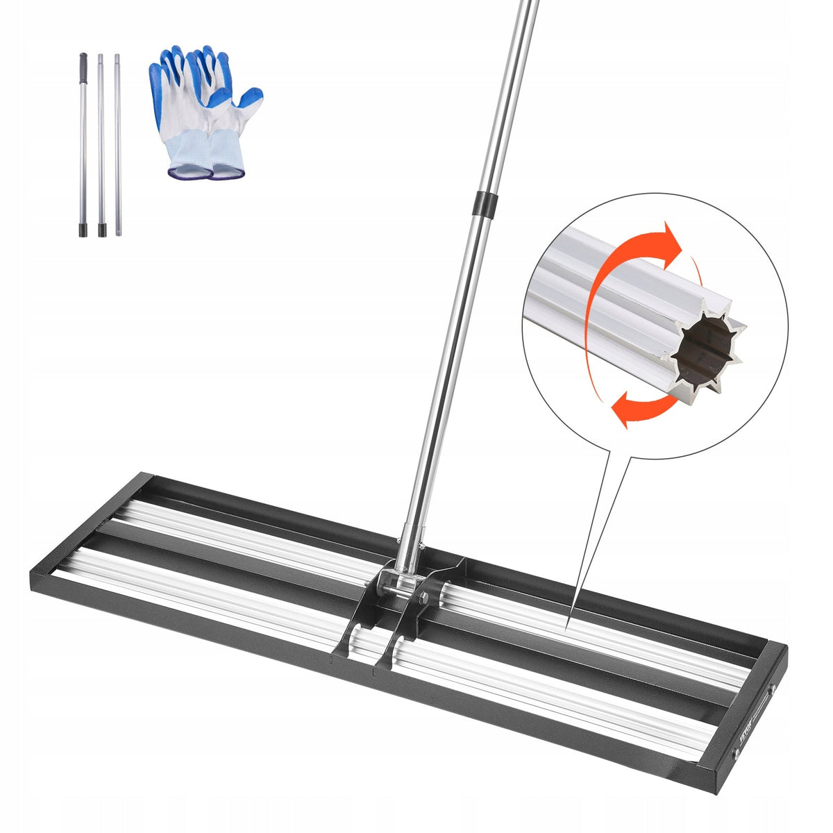 VEVOR PROFESSIONAL LAWN RAKE WITH ADJUSTABLE HANDLE 254X914MM