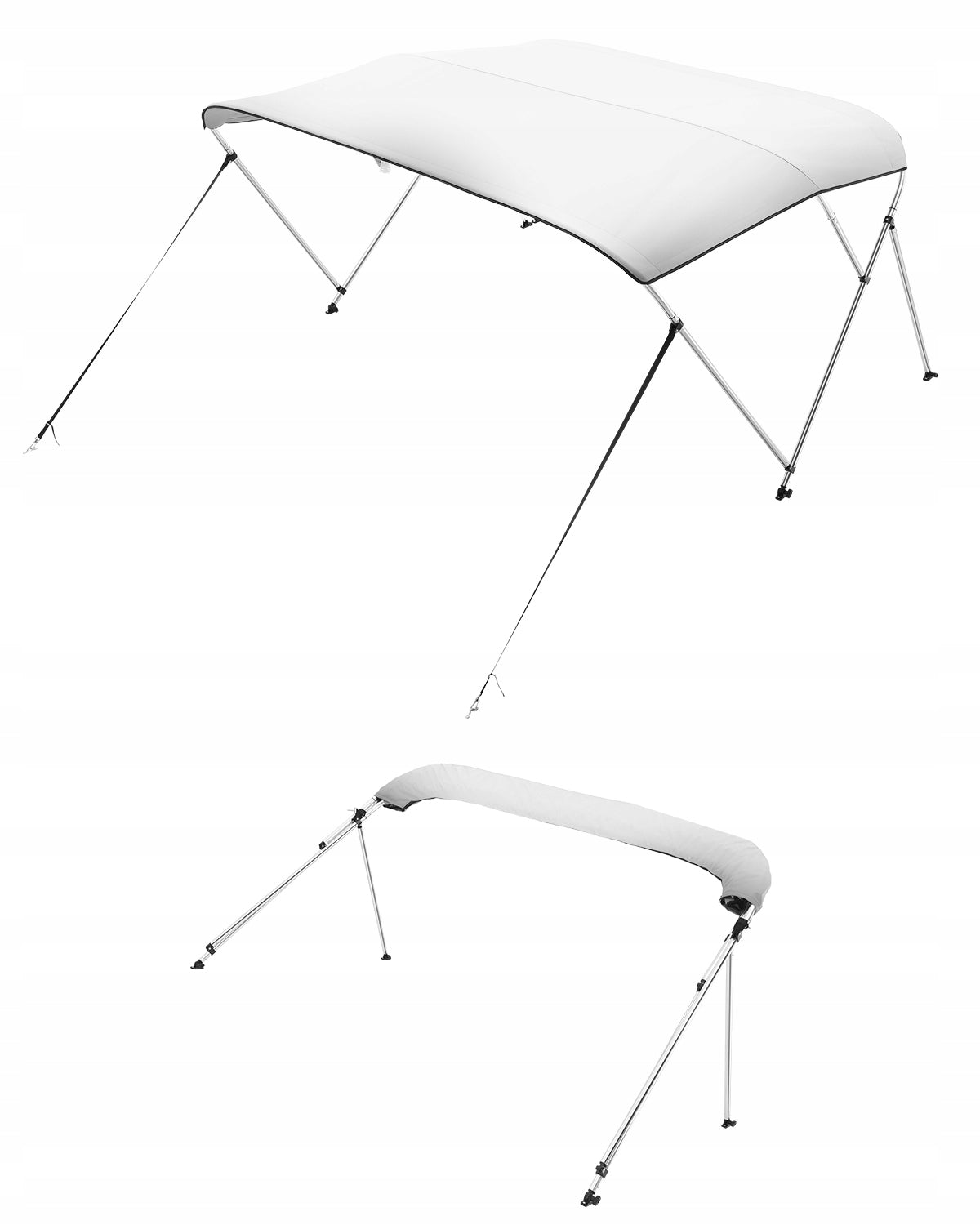 VEVOR BOAT COVER BIMINI TOP 3 ARCH WATERPROOF UV RESISTANT ALUMINUM