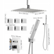 PREMIUM SHOWER SYSTEM VEVOR 10-INCH RAINFALL SHOWER HEAD 6 BODY JETS