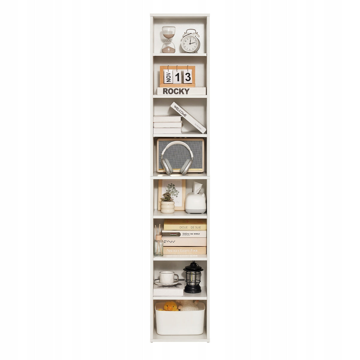 PROFESSIONAL VEVOR 8-TIER LIBRARY SHELF ADJUSTABLE SHELVES WHITE
