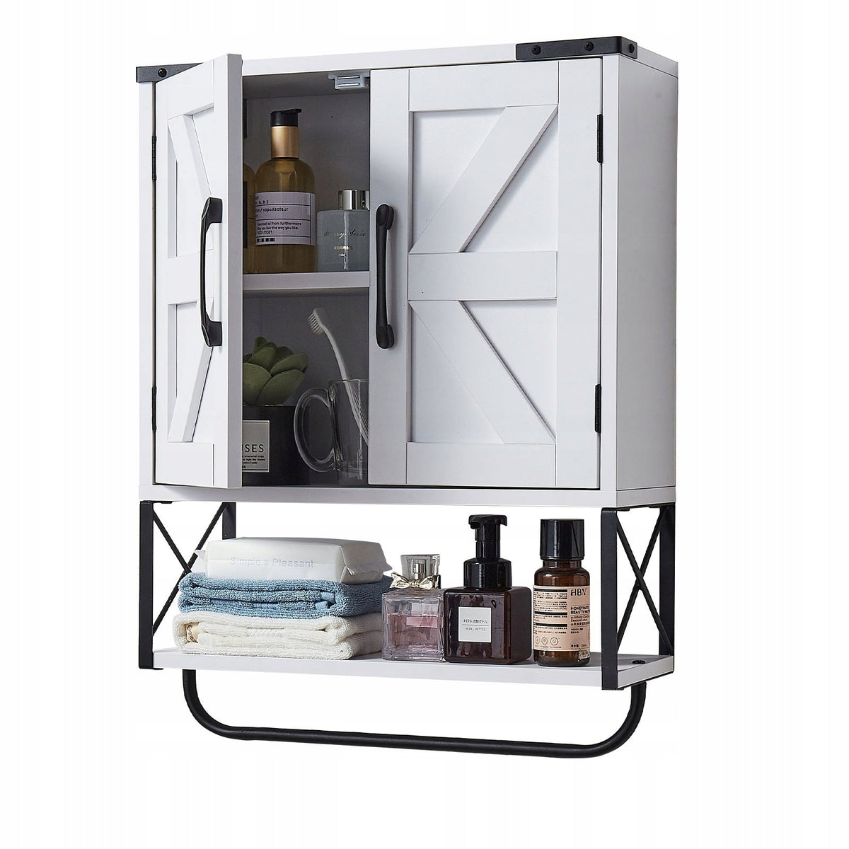 VEVOR BATHROOM WALL CABINET WITH 2 DOORS AND ADJUSTABLE SHELVES, WHITE