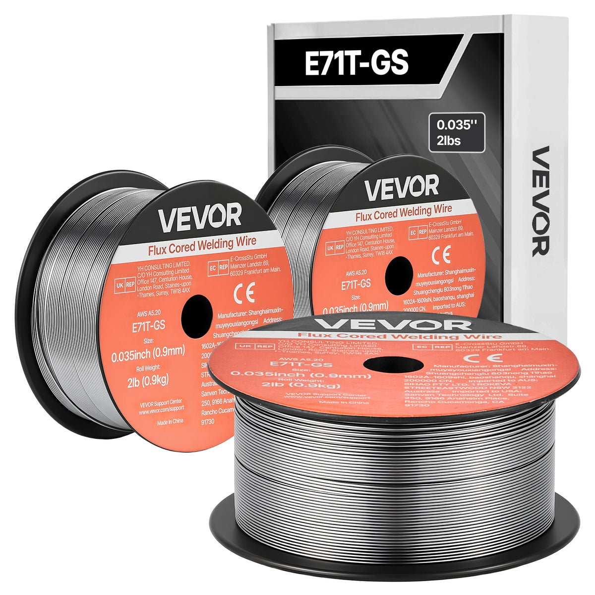 VEVOR FLUX-CORED WELDING WIRE MIG 0.9MM E71T-GS 0.9KG 3 ROLLS STRONG