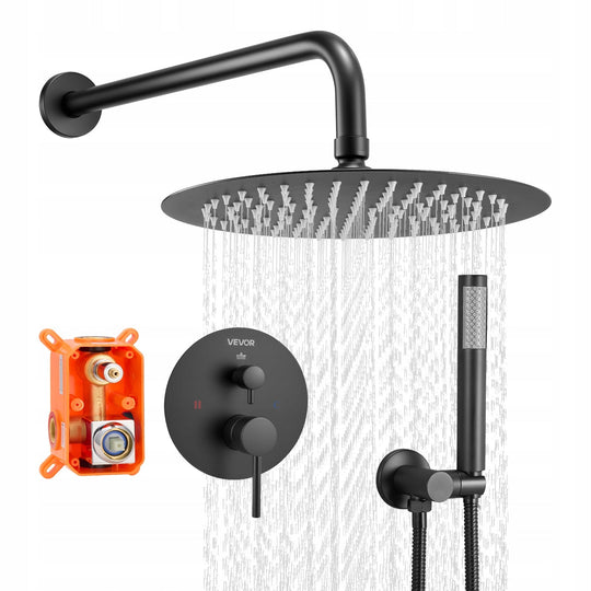 VEVOR PROFESSIONAL SHOWER FAUCET WITH 10-INCH RAINFALL SHOWER HEAD, BLACK
