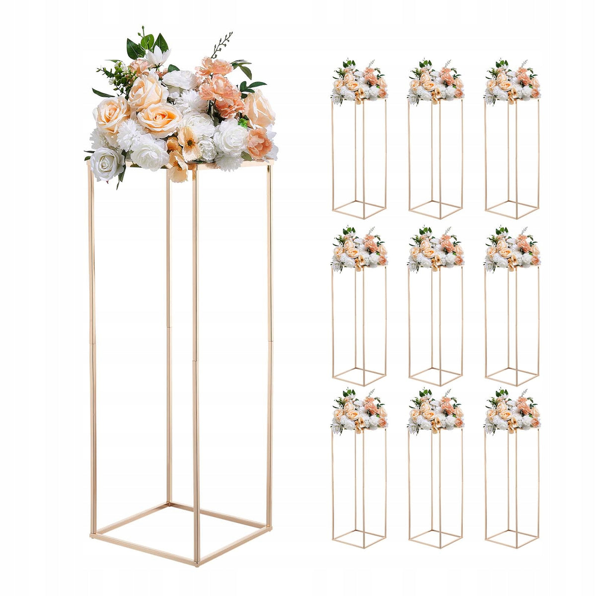 VEVOR Wedding Flower Stand 10-Piece Set 280x280x800mm Sturdy Gold