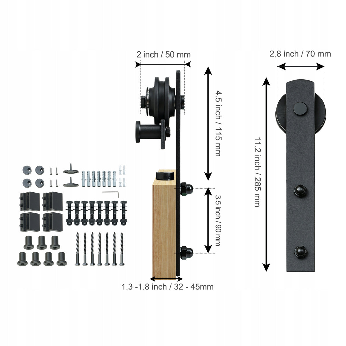 VEVOR 244CM HEAVY-DUTY SLIDING DOOR SYSTEM AND 2-PIECE SHAPE SET