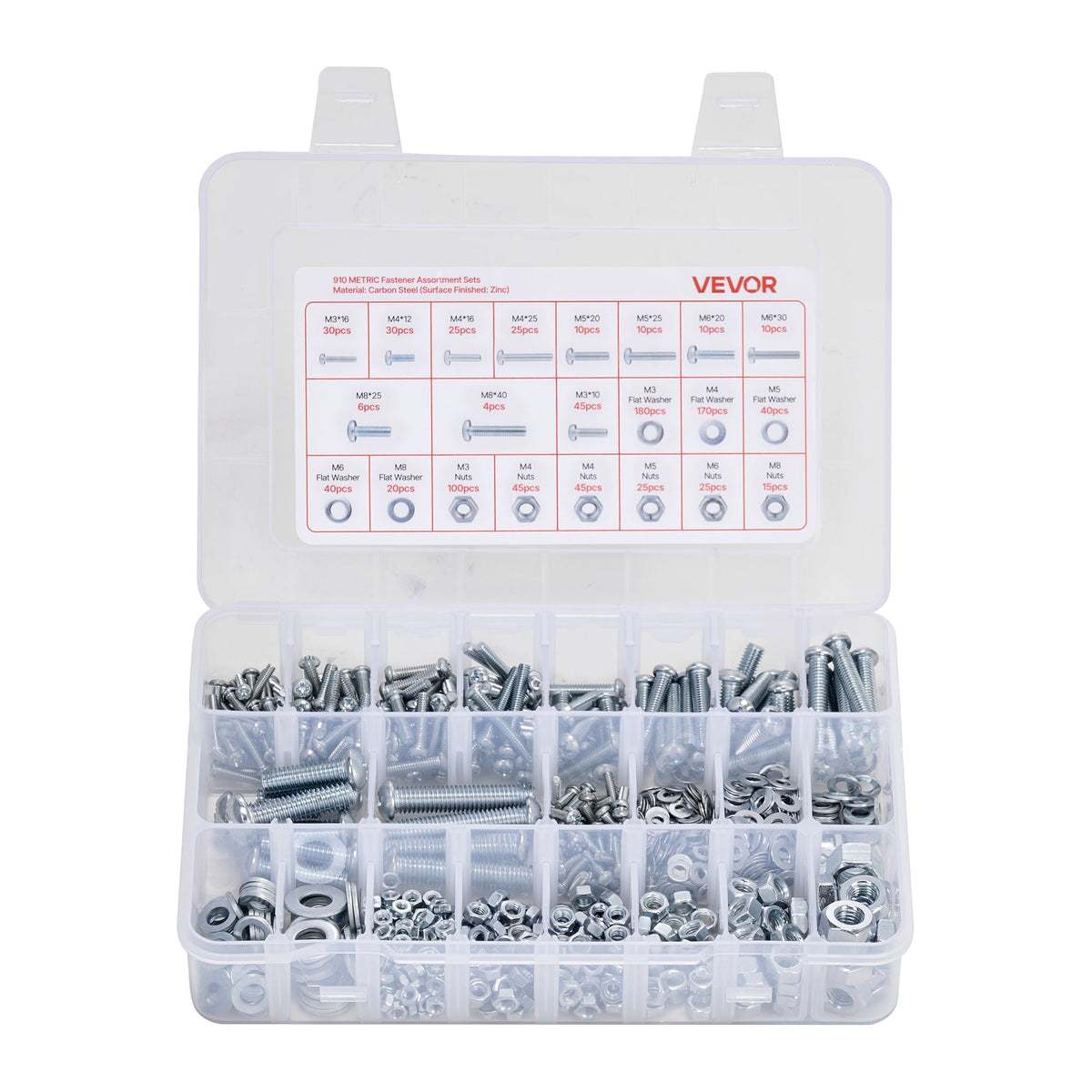 VEVOR 2250PCS SCREW AND NUT SET STRONG ALLOY STEEL METRIC