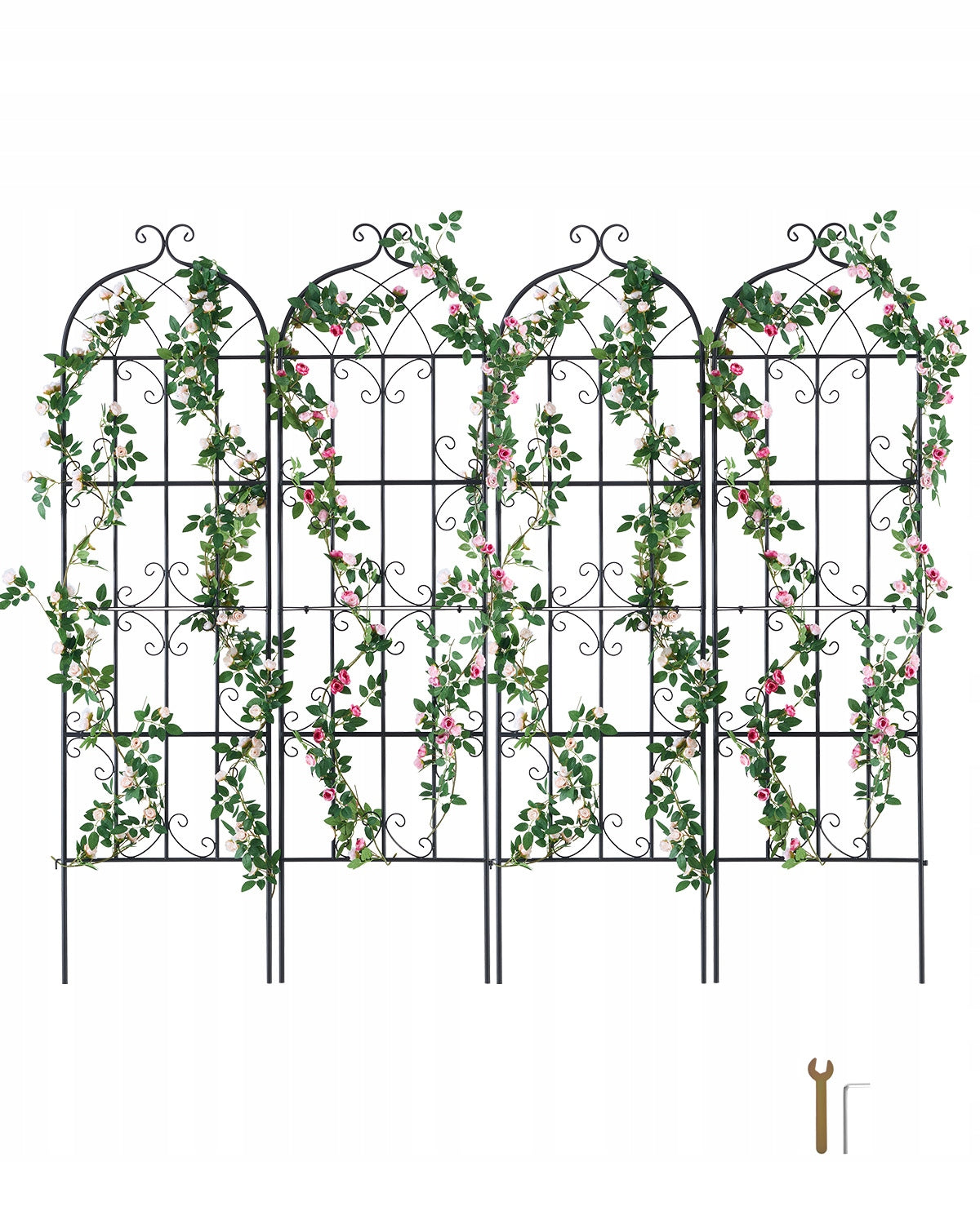VEVOR 51x180 cm Climbing Plant Support - Set of 4 Metal Trellises