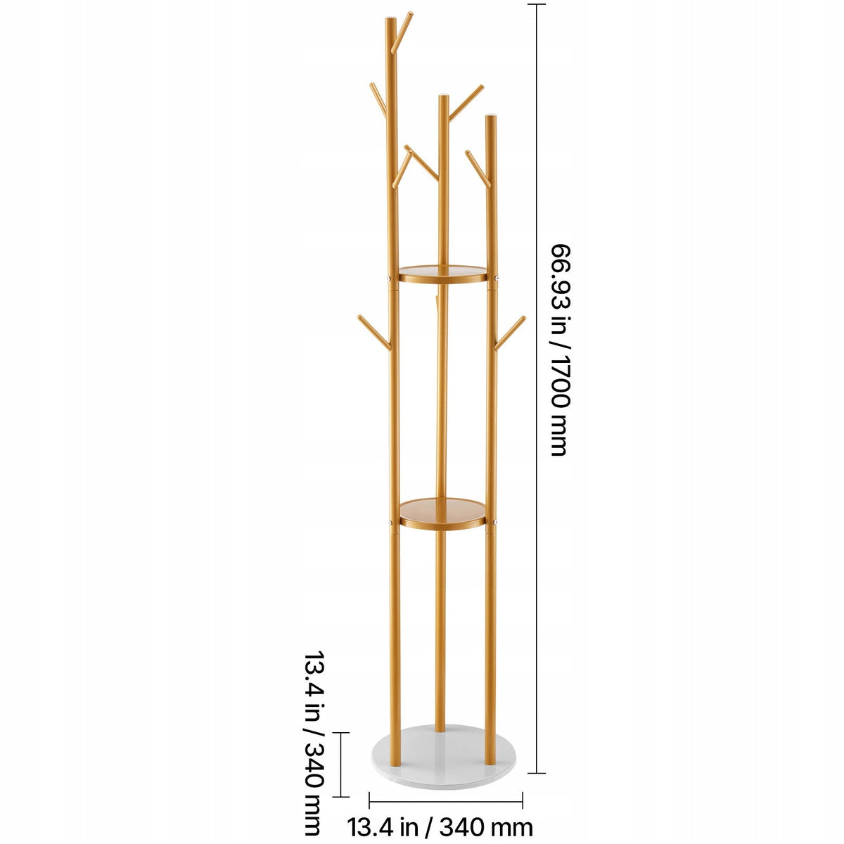 SOLID VEVOR 340X340X1700 MM CLOTHES RACK WITH QUARTZ BASE