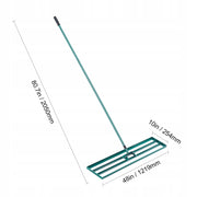 PROFESSIONAL VEVOR GRASS RAKE 1219X254 MM WITH BASE AND LONG HANDLE