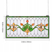 VEVOR Stained Glass Panel 810x433 MM Hanging Glass with Chain Sturdy Decor