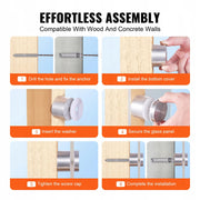 VEVOR GLASS CLAMP 10 PCS ROUND RAILING BRACKET STAINLESS STEEL 316