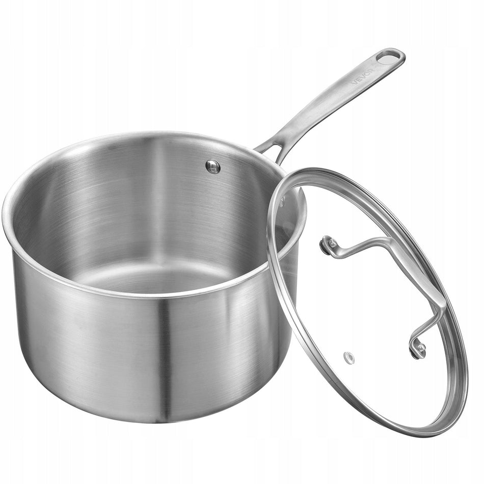 VEVOR 3.79 L SAUCEPAN WITH GLASS LID SOUP POT STRONG STEEL