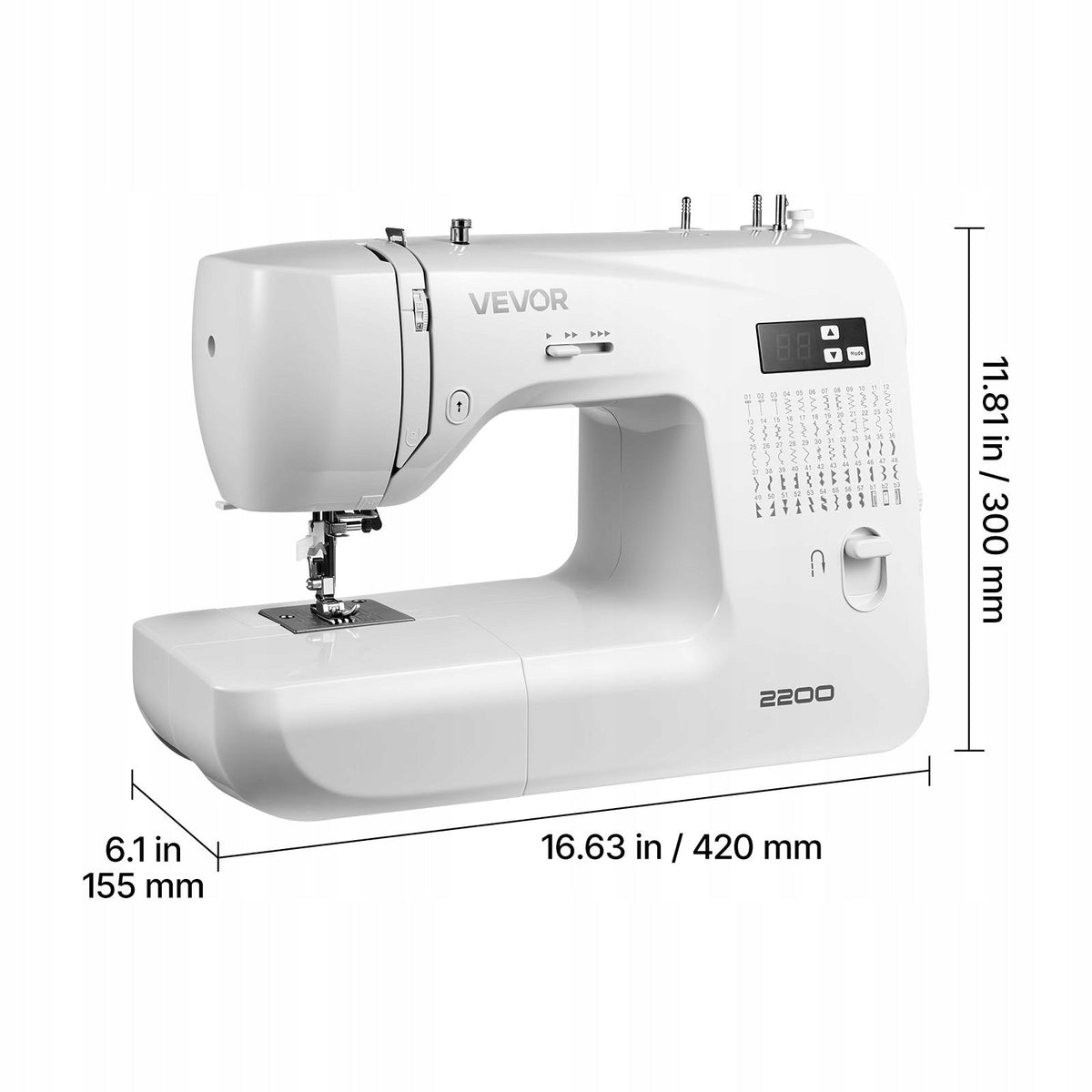 VEVOR 60-STITCH COMPUTERIZED PROFESSIONAL SEWING MACHINE WITH LED SCREEN