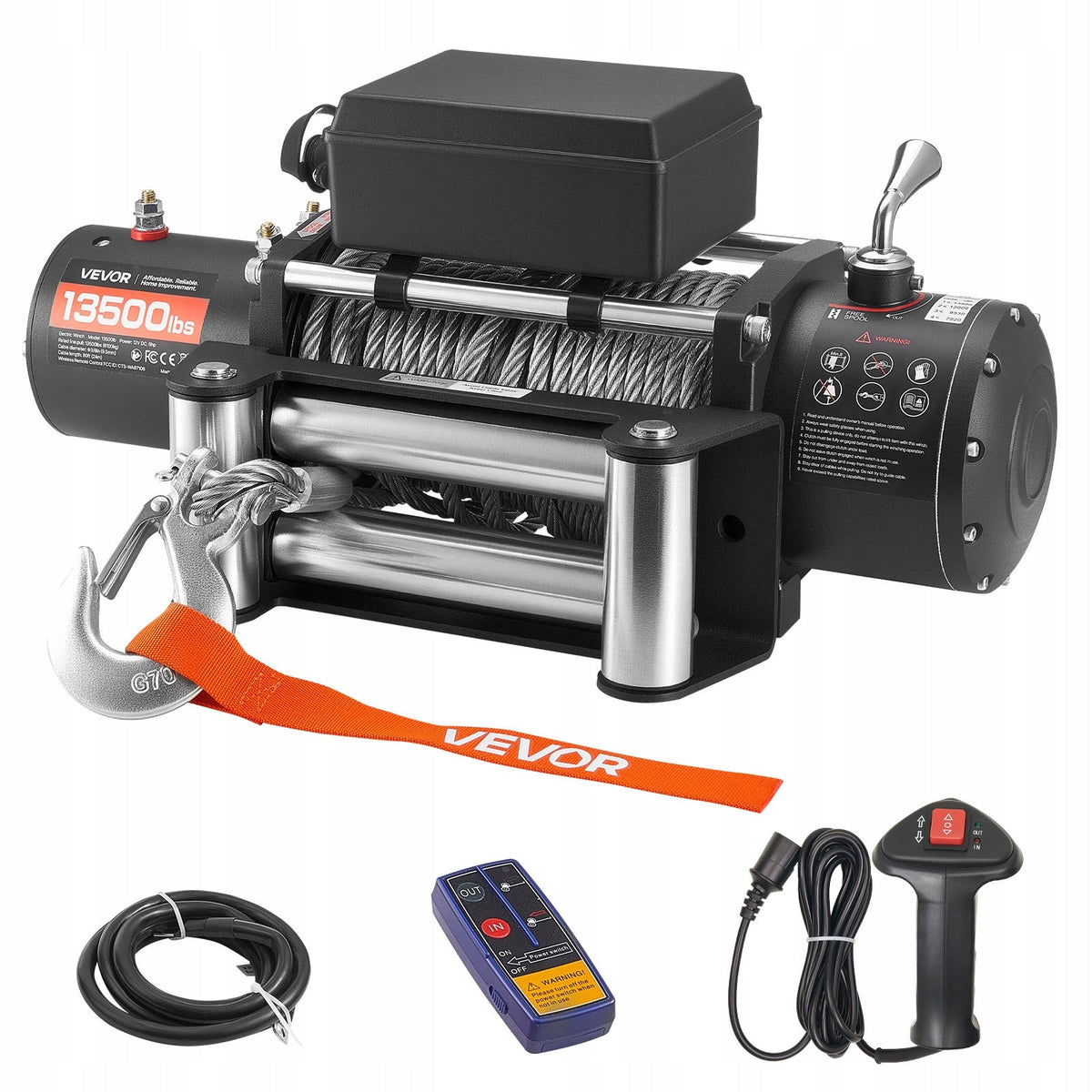 VEVOR 6100 KG 12V ELECTRIC WINCH WITH 24M ROPE WIRELESS SOLID