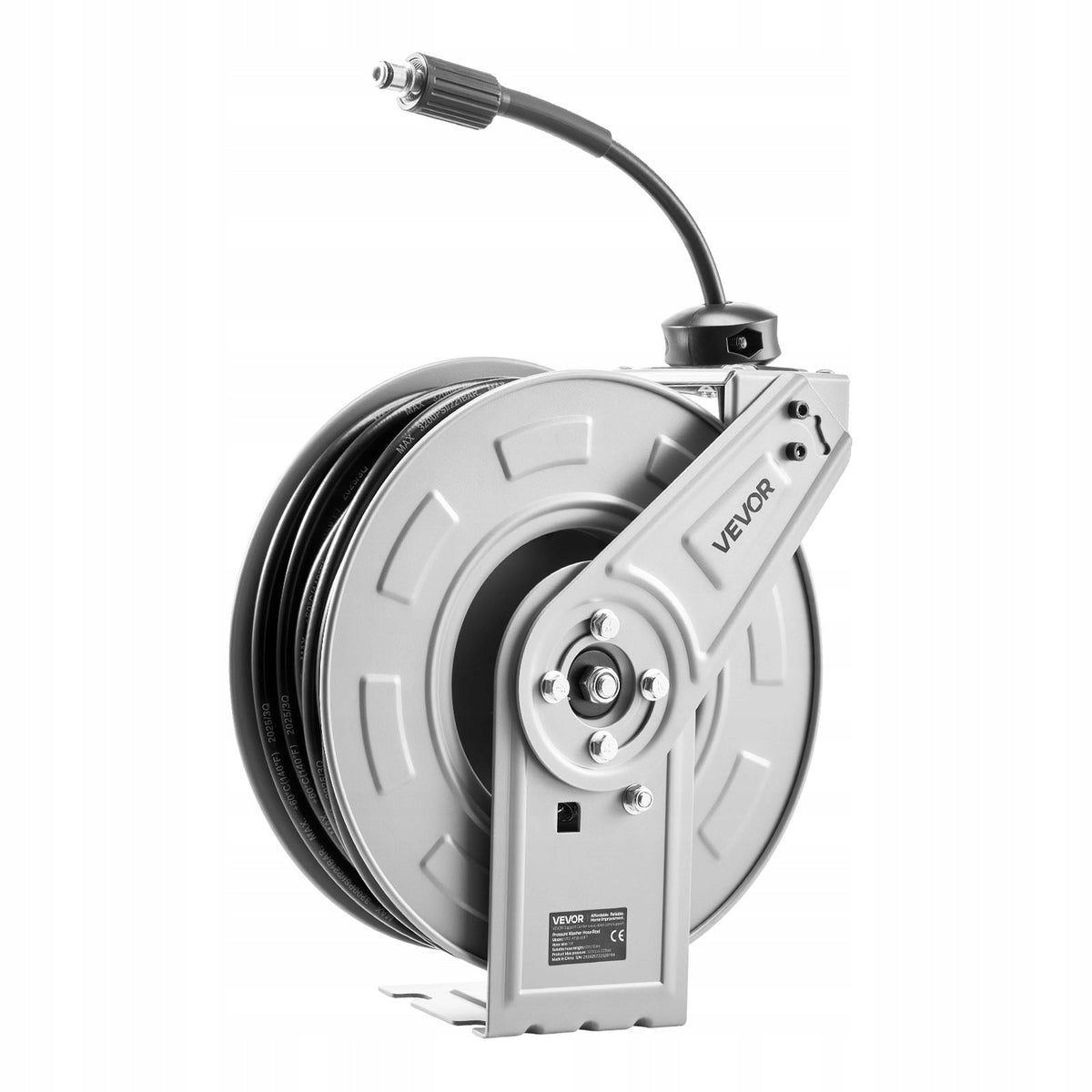 VEVOR 19.8M X 6.35MM STEEL PRESSURE WASHER HOSE REEL HEAVY DUTY