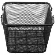 VEVOR HEAVY-DUTY BLACK METAL SHOPPING BASKETS, 12 PCS, WITH HANDLES AND STAND