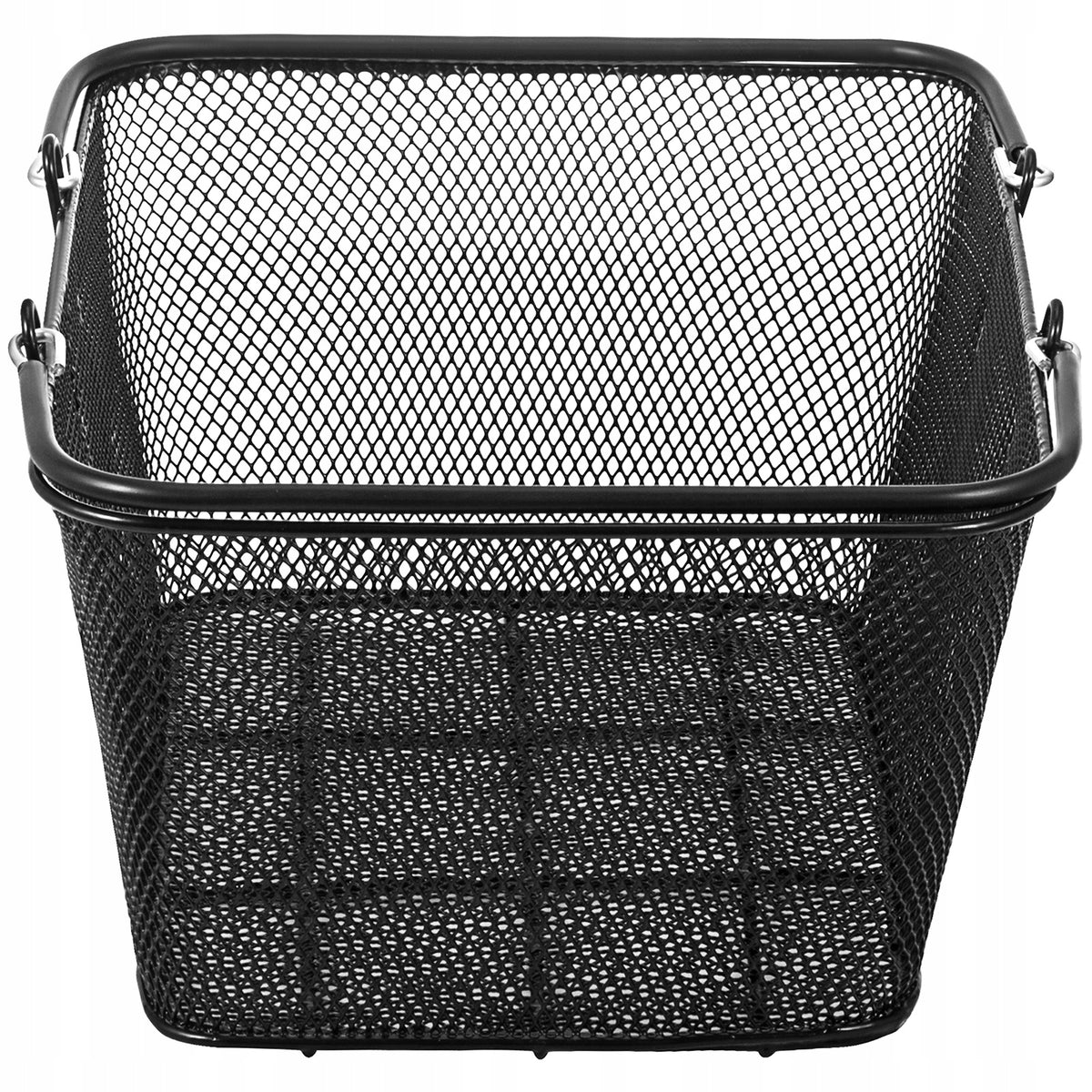 VEVOR HEAVY-DUTY BLACK METAL SHOPPING BASKETS, 12 PCS, WITH HANDLES AND STAND