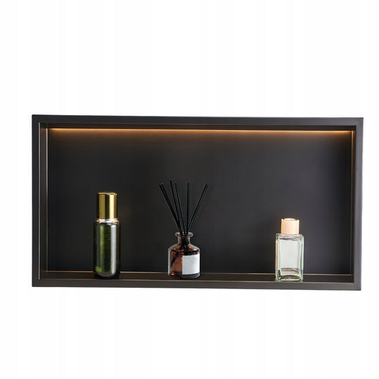 VEVOR RECESSED SHOWER NICHE 10X33X63.5 CM STAINLESS STEEL LED BLACK
