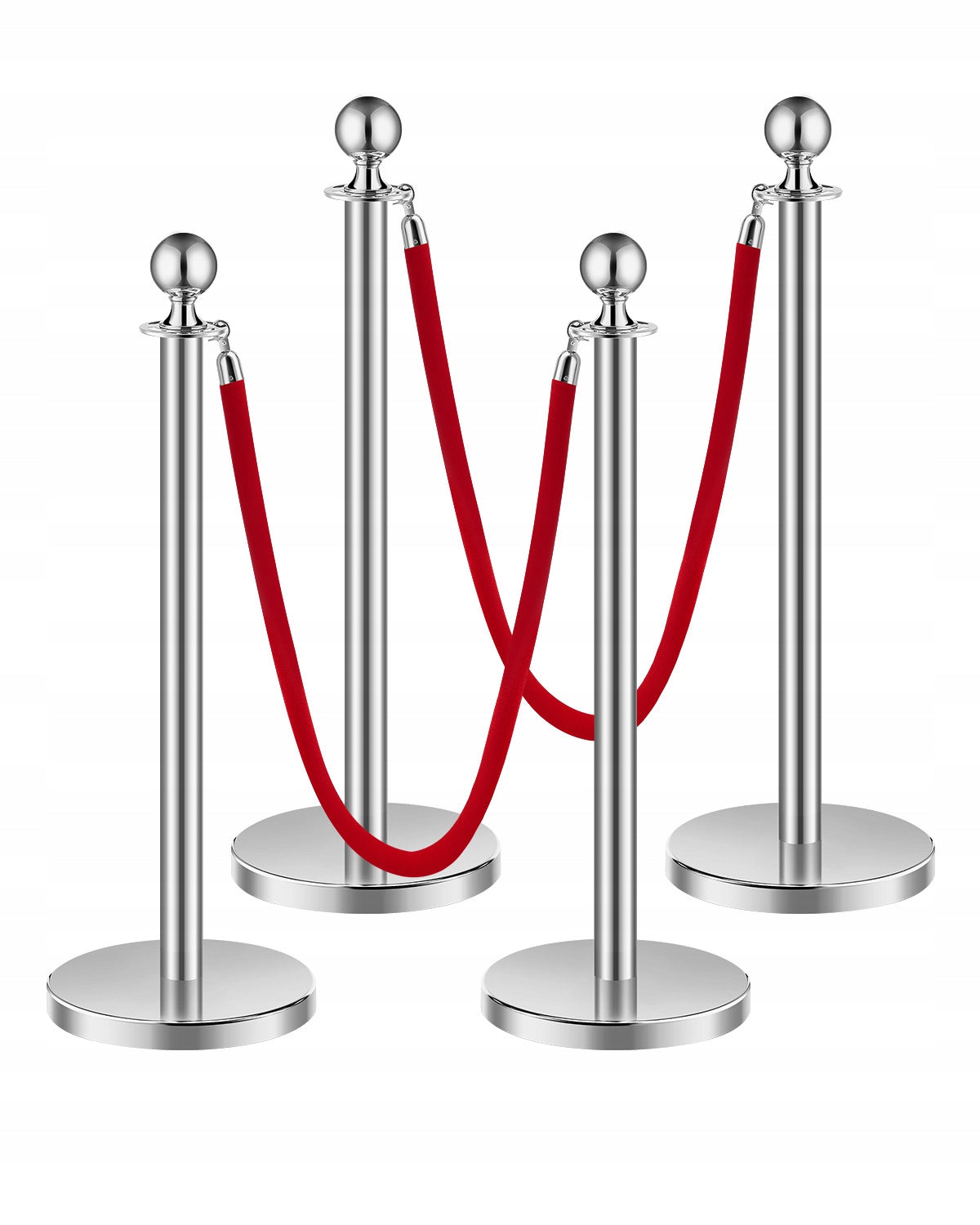 VEVOR 4-Piece Crowd Control Barrier with 2 Red Velvet Ropes