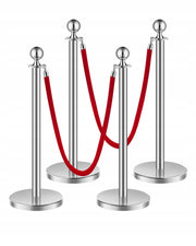 VEVOR 4-Piece Crowd Control Barrier with 2 Red Velvet Ropes
