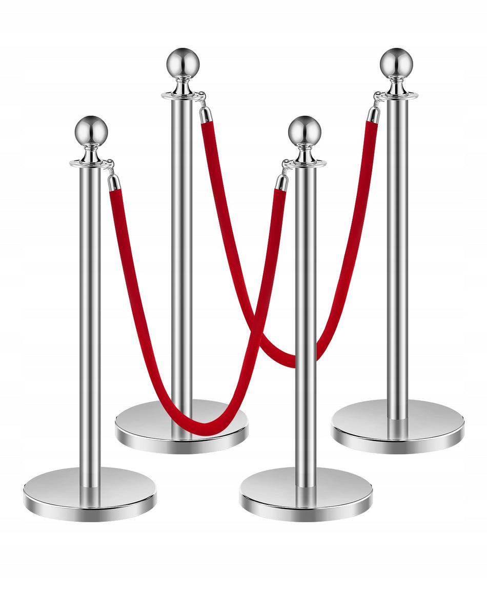 VEVOR 4-Piece Crowd Control Barrier with 2 Red Velvet Ropes