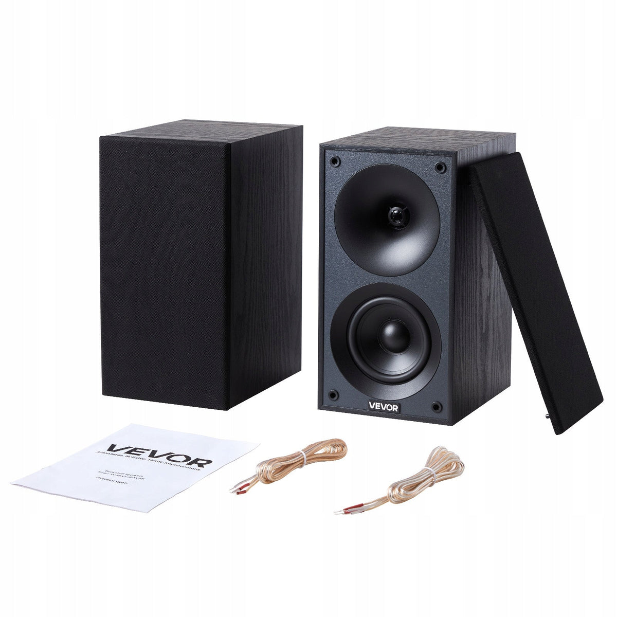VEVOR PASSIVE BOOKSHELF SPEAKERS PAIR 300W STEREO 70HZ-20KHZ MDF BLACK