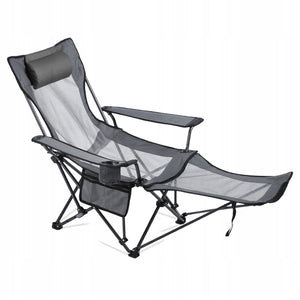 VEVOR FOLDING CAMPING CHAIR WITH 4 ADJUSTMENTS STRONG LIGHTWEIGHT GRAY