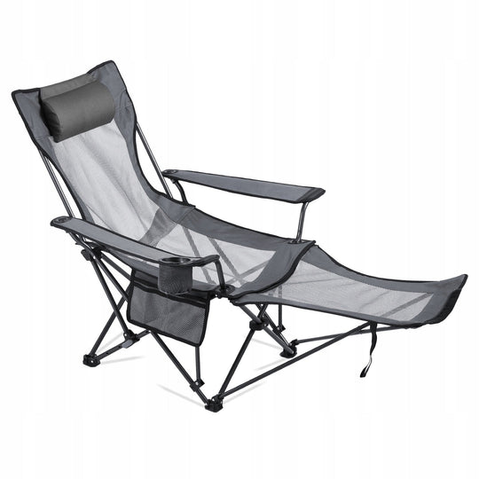 VEVOR FOLDING CAMPING CHAIR WITH 4 ADJUSTMENTS STRONG LIGHTWEIGHT GRAY