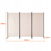VEVOR 3-Panel Folding Room Divider Strong Frame Beige 260x184x52cm